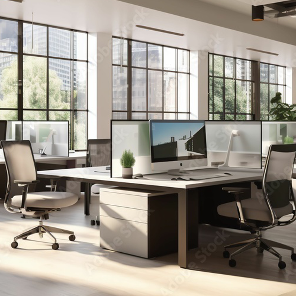Sunny office space with chairs. 
